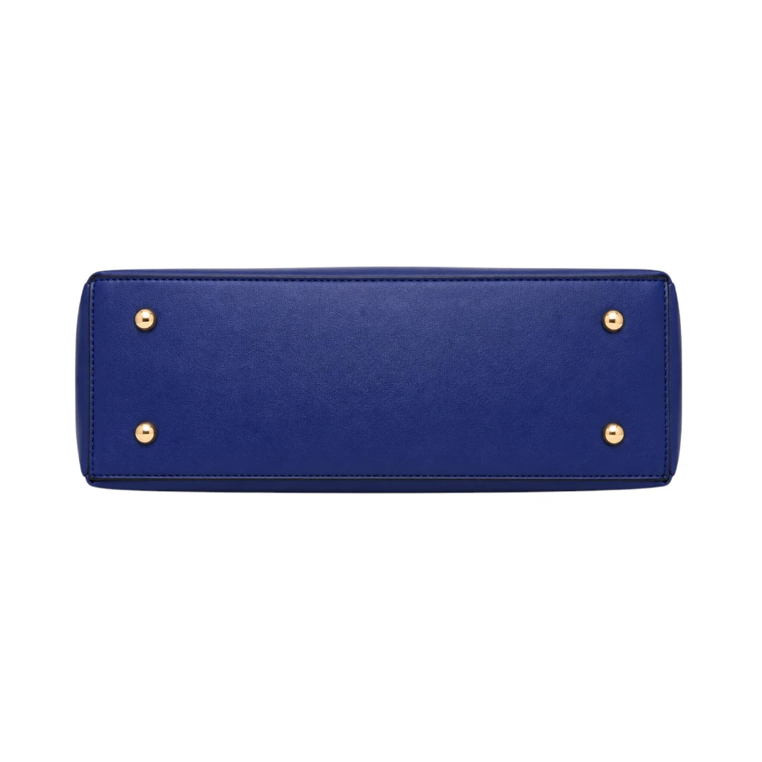 Tailo Elegant Navy Leather Handbag with Charm