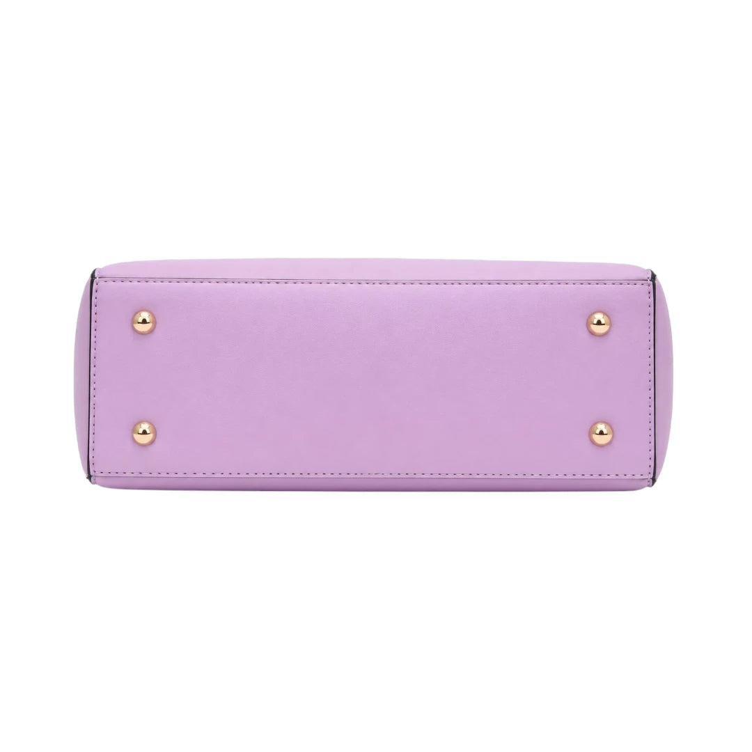Tailo Elegant Purple Leather Handbag with Pom Charm