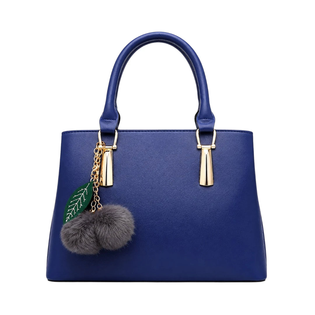 Tailo Elegant Navy Leather Handbag with Charm