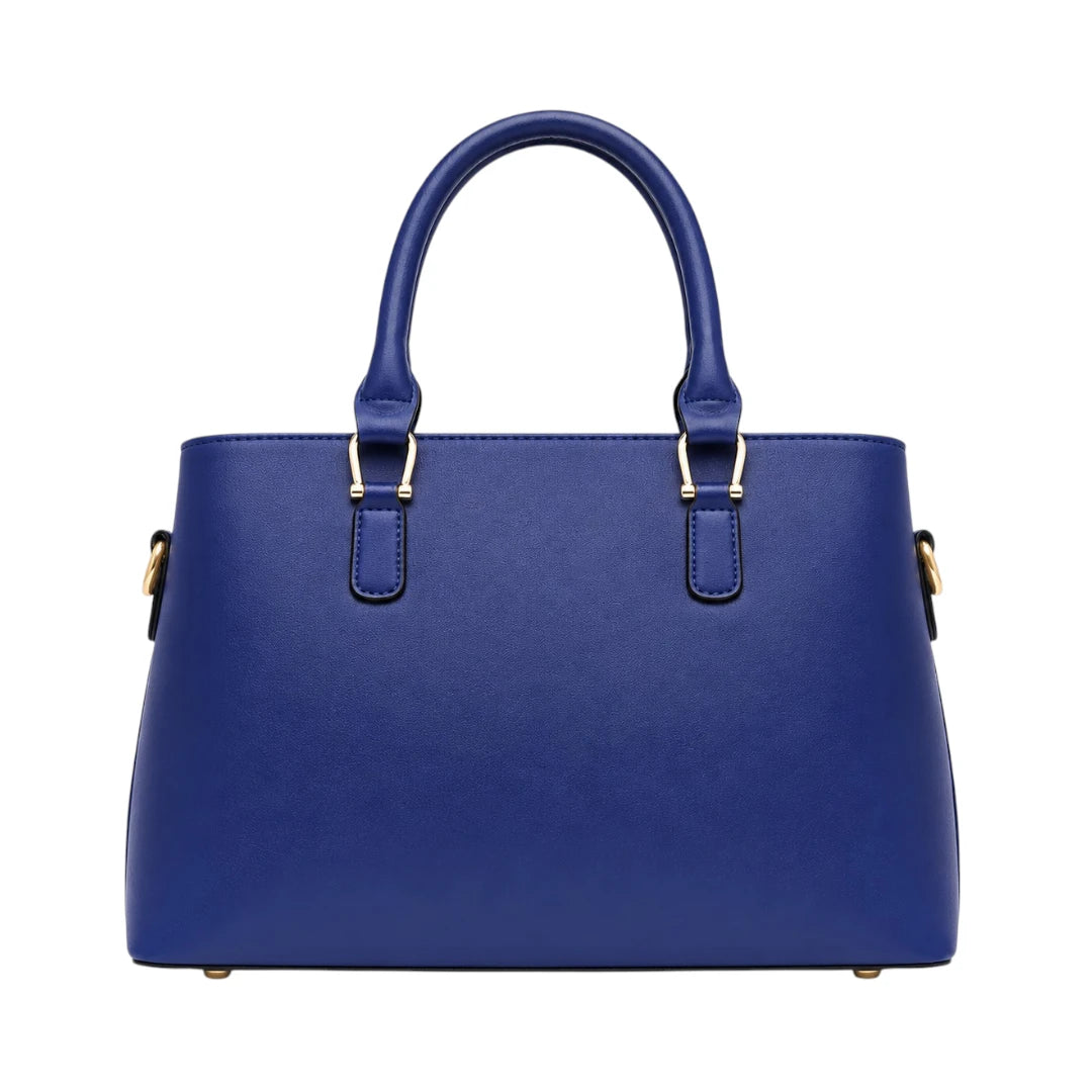 Tailo Elegant Navy Leather Handbag with Charm