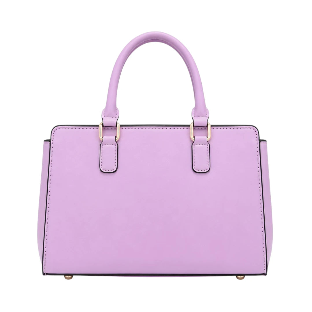 Tailo Elegant Purple Leather Handbag with Pom Charm