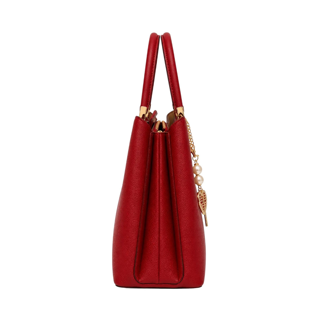 Tailo Elegant Red Leather Embossed Handbag