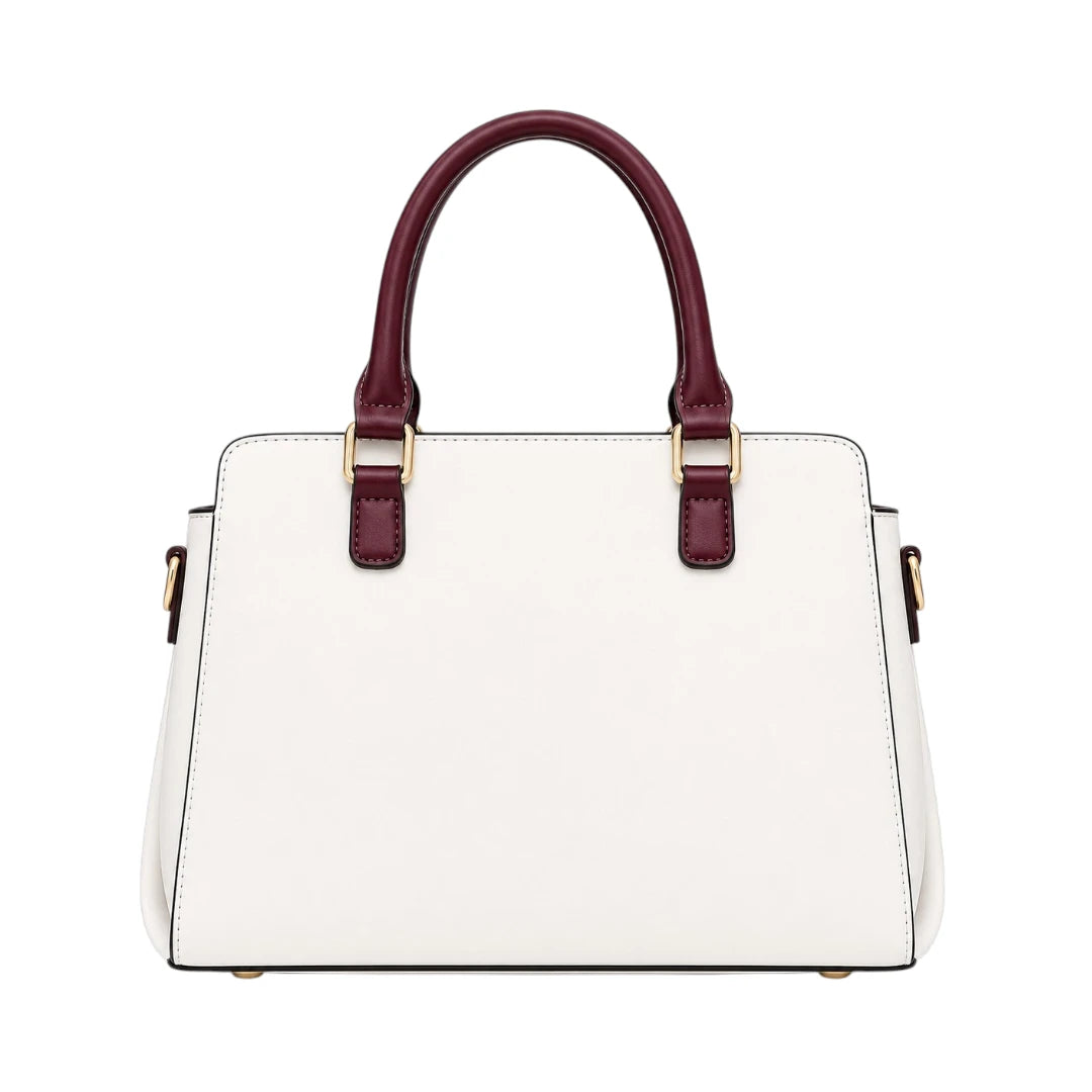 Tailo Elegant White Leather Handbag with Tassel Charm